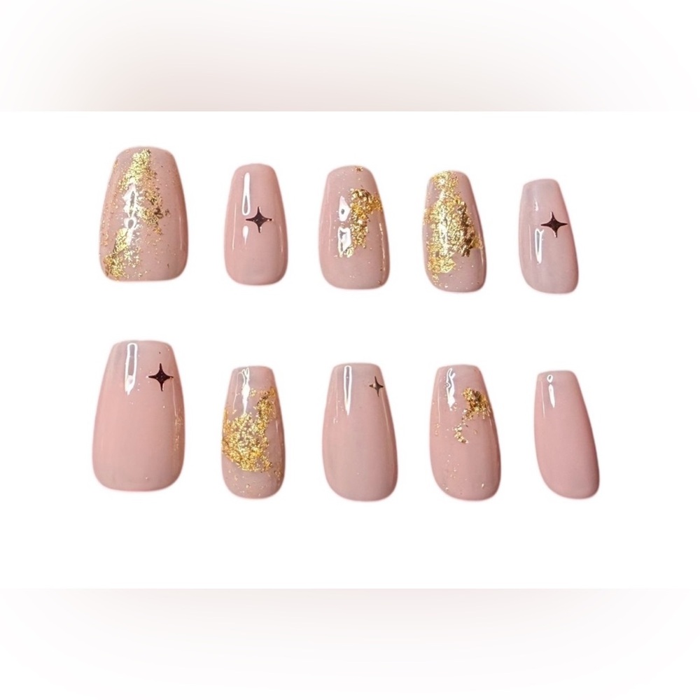 Blushed gold  premium press on nails easy quick application & durable